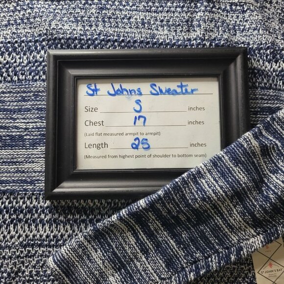 St Johns Bay Sweater Blue White Knit Womens Small Pullover - Picture 5 of 8